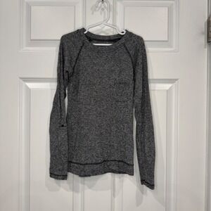 Kids Grey Heather Knit Long Sleeve Roll Tab Pocket Top Style 39018K Size M 10/12